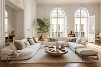 Haussmanian living room architecture furniture building. AI generated Image by rawpixel.