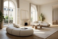 Haussmanian living room architecture furniture building. AI generated Image by rawpixel.