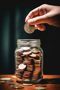 Coin money hand jar. AI generated Image by rawpixel.