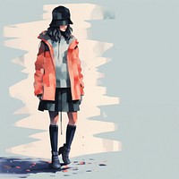 Character drawing coat footwear. AI generated Image by rawpixel.