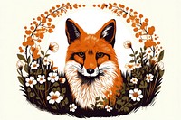 Simple fox in flowers circle animal mammal creativity. AI generated Image by rawpixel.