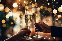 Celebrates champagne holding glass. AI generated Image by rawpixel.