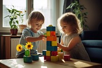 Children Playing With colorful Toy Blocks child toy play. AI generated Image by rawpixel.