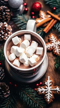 Cups hot chocolates decoration christmas dessert. AI generated Image by rawpixel.