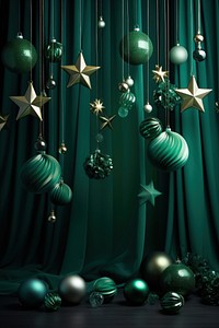 Green background christmas decoration christmas decorations. AI generated Image by rawpixel.