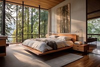 Modern midcentury bedroom furniture wood architecture. 