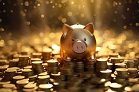 Gold coins money pig representation. AI generated Image by rawpixel.