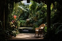 Tropical garden chair architecture outdoors. AI generated Image by rawpixel.