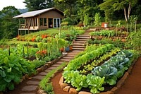 Vegetable garden architecture outdoors backyard. AI generated Image by rawpixel.