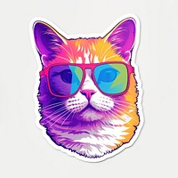 Cat wearing sunglasses mammal animal purple. AI generated Image by rawpixel.