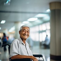 Grandpa smiling wheelchair adult architecture. AI generated Image by rawpixel.