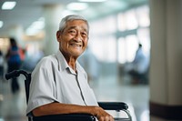 Grandpa smiling wheelchair adult smile. AI generated Image by rawpixel.