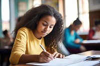 Black woman student writing adult. AI generated Image by rawpixel.