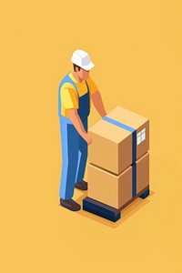 Construction worker holding box isolated cardboard delivering technology. AI generated Image by rawpixel.
