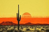 Impression desert landscape with saguaro cactus outdoors nature sky. 