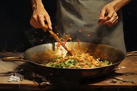 Hand stir frying food cooking adult chopsticks. AI generated Image by rawpixel.