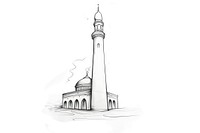 Mosque tower sketch drawing white background. AI generated Image by rawpixel.
