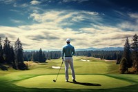Man golf landscape outdoors. AI generated Image by rawpixel.