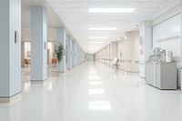 Hospital hallway architecture corridor building. AI generated Image by rawpixel.