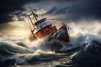 Trawler sea outdoors vehicle. AI generated Image by rawpixel.