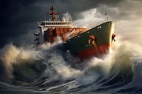Cargo ship sea watercraft outdoors. AI generated Image by rawpixel.
