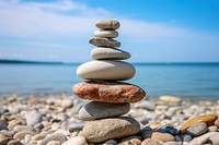 Balance pebble beach rock. AI generated Image by rawpixel.