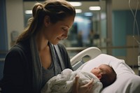 Newborn baby hospital childbirth adult. AI generated Image by rawpixel.