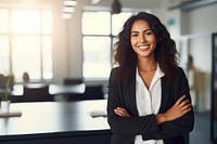 Young hispanic business woman office smile adult. AI generated Image by rawpixel.