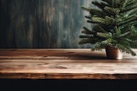 Wooden table tree christmas plant. AI generated Image by rawpixel.
