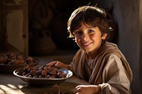 Arabian boy food child smile. AI generated Image by rawpixel.