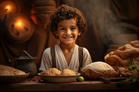 Arabian boy food portrait bread. AI generated Image by rawpixel.