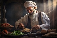 Middle eastern chef food adult ingredient. AI generated Image by rawpixel.