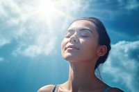 Woman adult sky contemplation. AI generated Image by rawpixel.