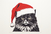 Cat santa portrait drawing mammal. AI generated Image by rawpixel.