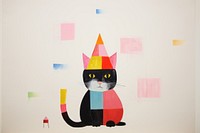 Simple happy cat art painting mammal. AI generated Image by rawpixel.