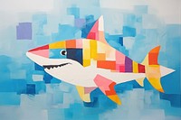 Simple shark art painting animal. 