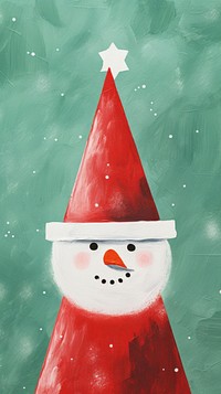 A snowman wearing party hat winter red representation. AI generated Image by rawpixel.