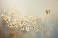 Painting flower butterfly blossom. AI generated Image by rawpixel.