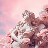 Flower statue angel plant. AI generated Image by rawpixel.