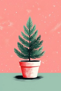 Mini christmas tree pot plant leaf houseplant. AI generated Image by rawpixel.