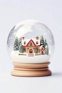 Cute snow globe christmas white background architecture. AI generated Image by rawpixel.