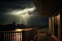 Taifun storm thunderstorm architecture lightning. AI generated Image by rawpixel.