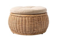 Rattan storage ottoman furniture white background relaxation. AI generated Image by rawpixel.
