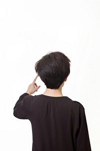 Short hair woman photo back white background. AI generated Image by rawpixel.