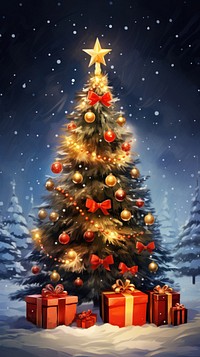 Christmas ribbon tree christmas tree. AI generated Image by rawpixel.
