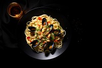 Pasta white wine sauce food plate clam. AI generated Image by rawpixel.