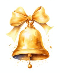 A golden bell bow celebration decoration. AI generated Image by rawpixel.