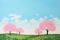 Painting tree outdoors blossom. AI generated Image by rawpixel.