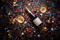 PNG Happy new year champagne confetti bottle. AI generated Image by rawpixel.