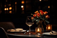 Restaurant candle flower table. AI generated Image by rawpixel.